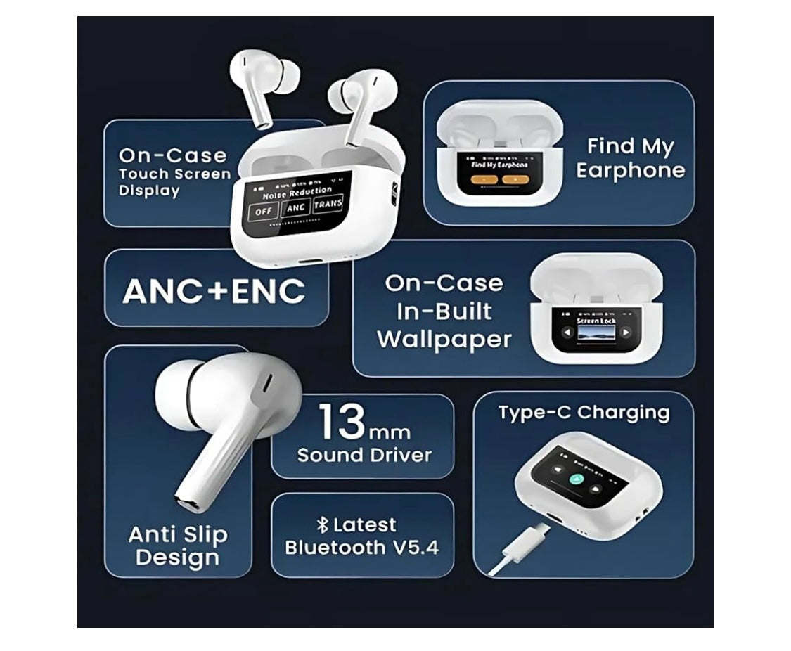 Bluetooth wireless earpod with display