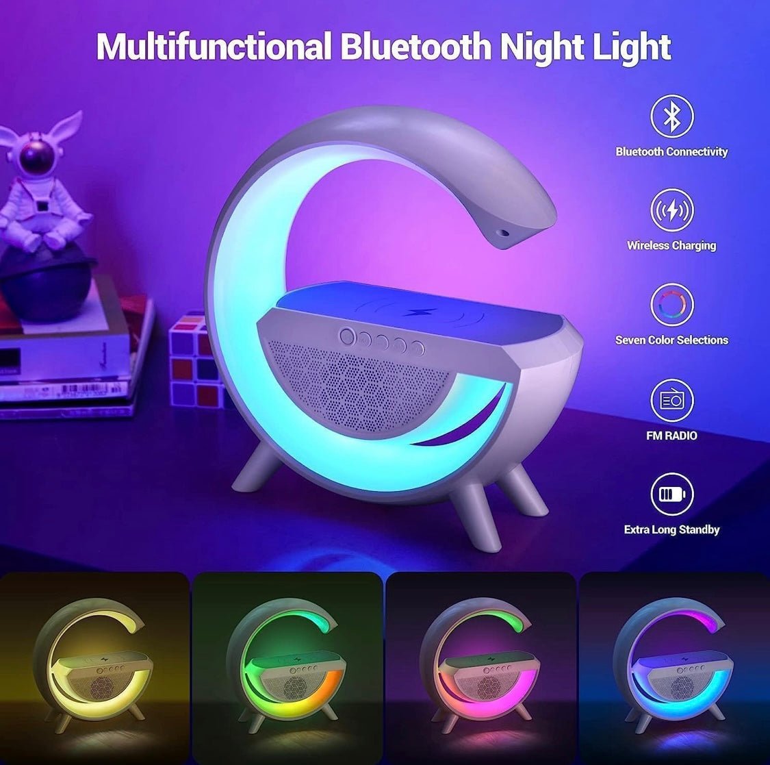 3 IN 1 MULTIFUNCTION G SHAPE LED BLUTOOTH SPEAKER WITH WIRELESD FAST CHARGER